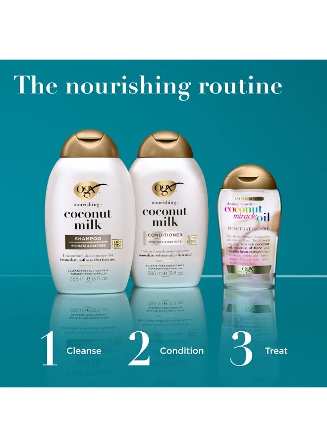Ogx Nourishing+ Coconut Milk Shampoo, Nourishing lend Moisturizers For Hydration and Softness , 385ml - Image 4